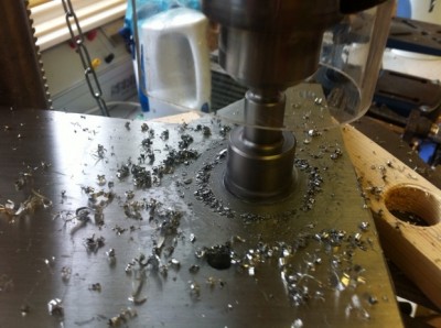 Boring the  32mm hole for the jack shaft