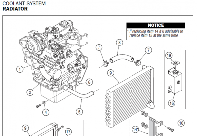 Carrier routing of top radiator hose to water pump lower outlet.