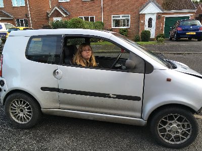 My girlfriend looking thrilled after been towed... (could be the prospect that she has permanently lost me to the garage now)