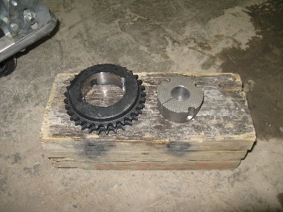 The taper-loc bushing machined for my crankshaft, with the sprocket.